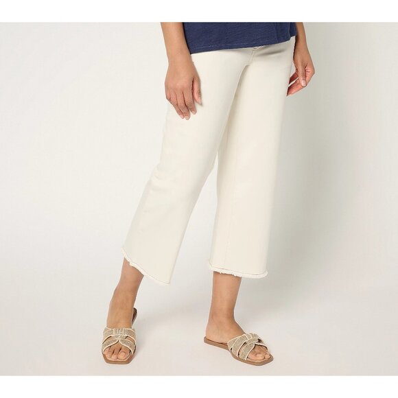 Belle by Kim Gravel Pants Size16 Tall TripleLuxe Twill Wide Leg Crop Fray Seam - Picture 1 of 6